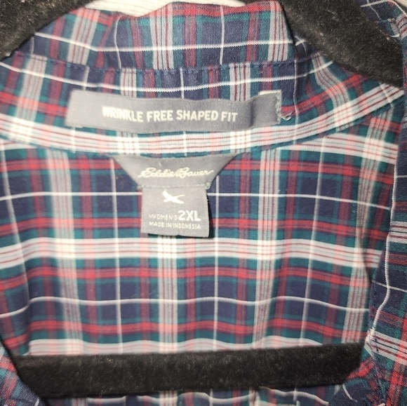 Eddie Bauer 2XL Plaid 3/4 Sleeve - Picture 4 of 9